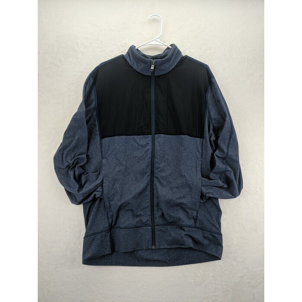 Lululemon Full Zip Post Session Jacket Large Blue With Black Chest